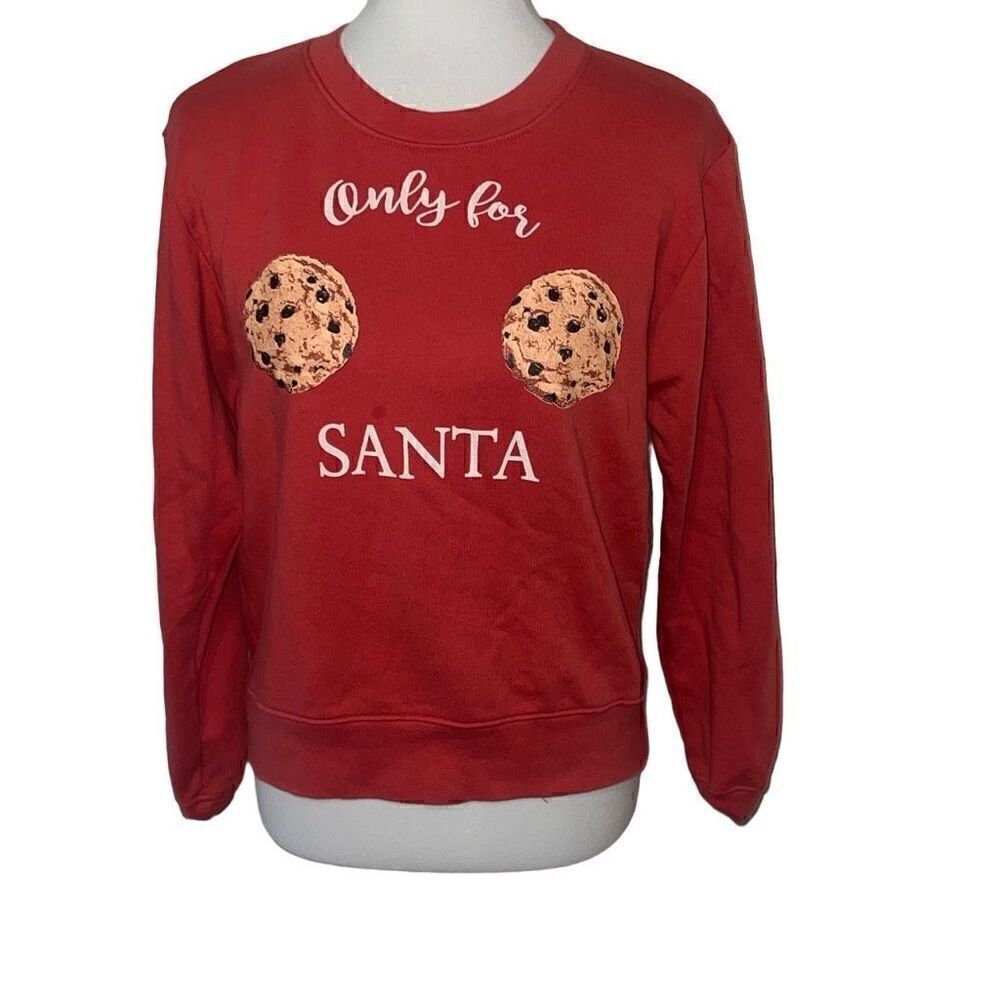 Kittenish Cookies Only For Santa Crewneck Pullover Sweatshirt Christmas sz XS